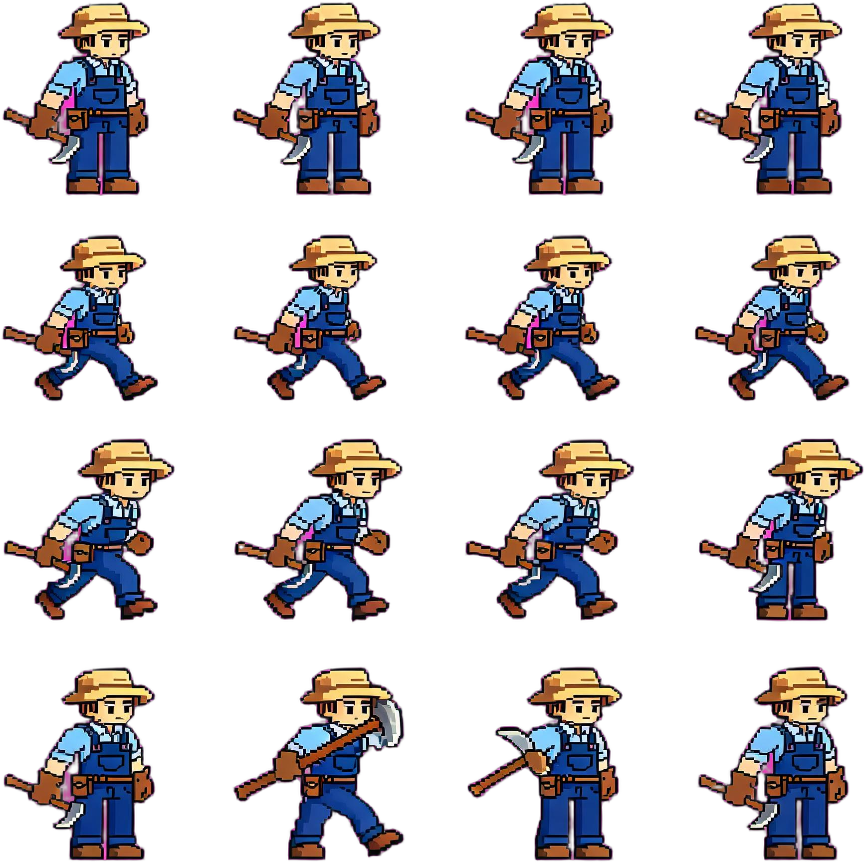 Farmer Player 2D pixel-art sprite sheet example