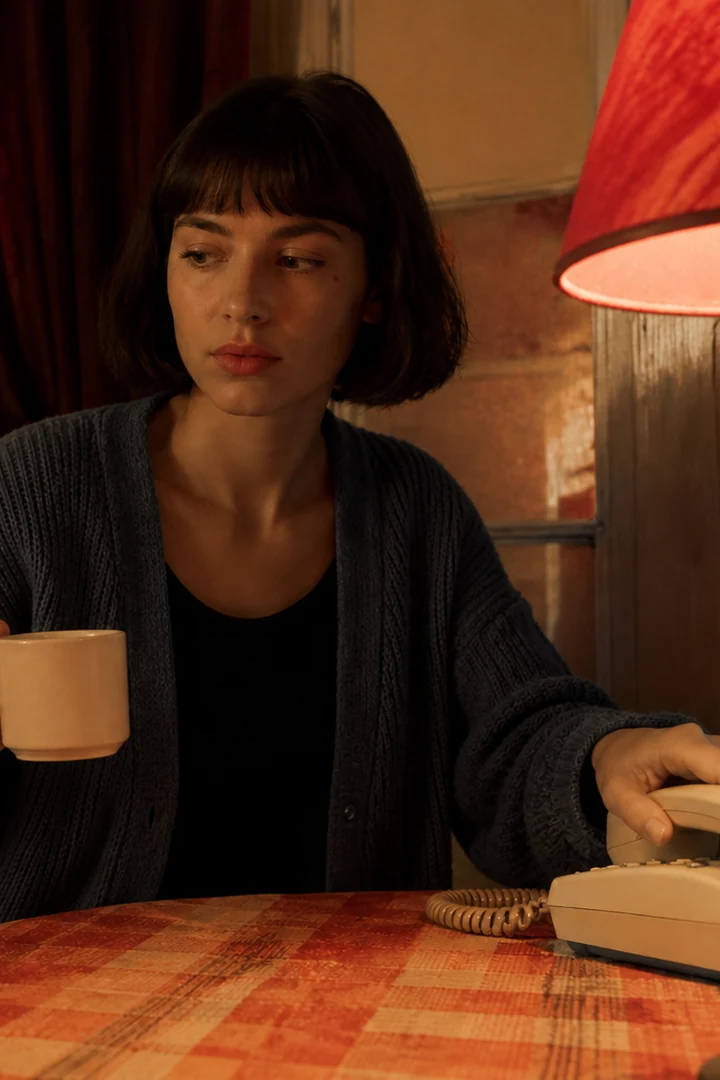 The same woman director moving deeper into the soundstage while maintaining scene continuity
