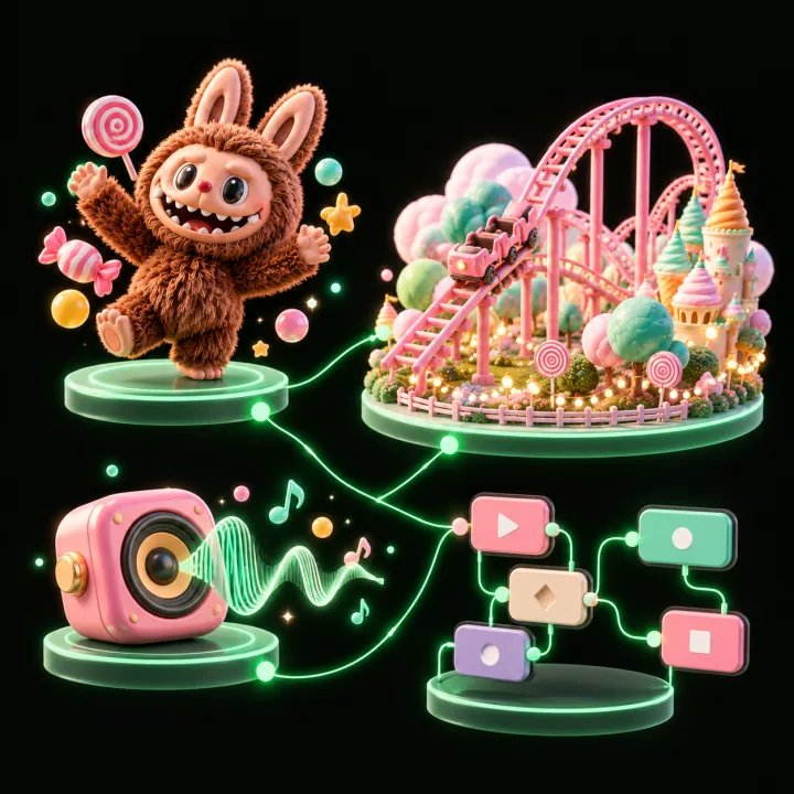 Game components assembled into a playable world