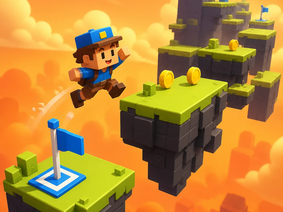 Block-style obstacle course prototype with checkpoints