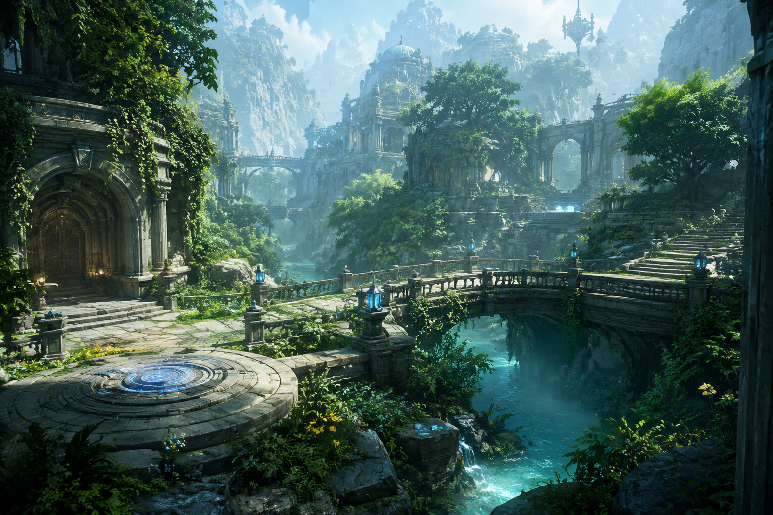 AI-generated editorial illustration of a finished stylized 3D world; not a SEELE AI product screenshot or capability proof.
