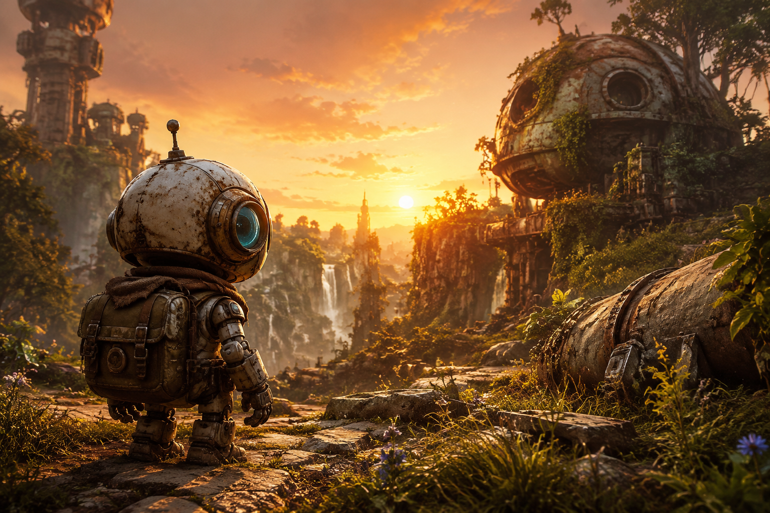 AI-generated editorial illustration of a textured robot character integrated into a 3D world; not a capability proof.