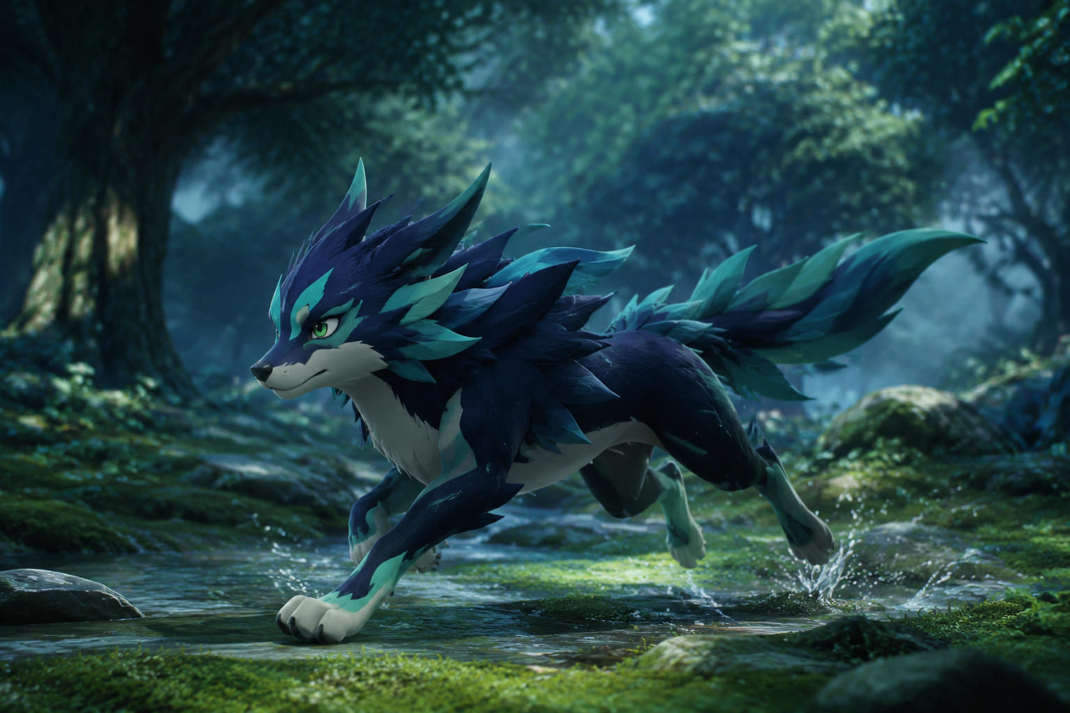 AI-generated editorial illustration of a stylized animated creature moving through a 3D environment; not a capability proof.