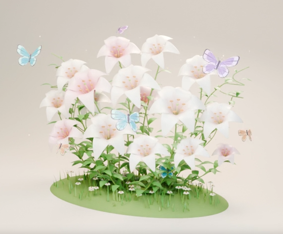 AI Agent 3D Builder lily and vine Geometry Nodes scene