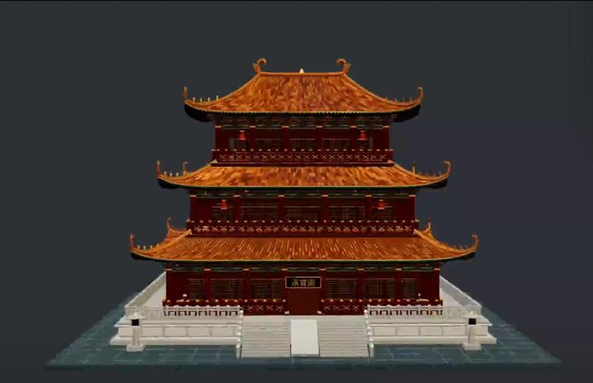 AI Agent 3D Builder classic Chinese architecture scene