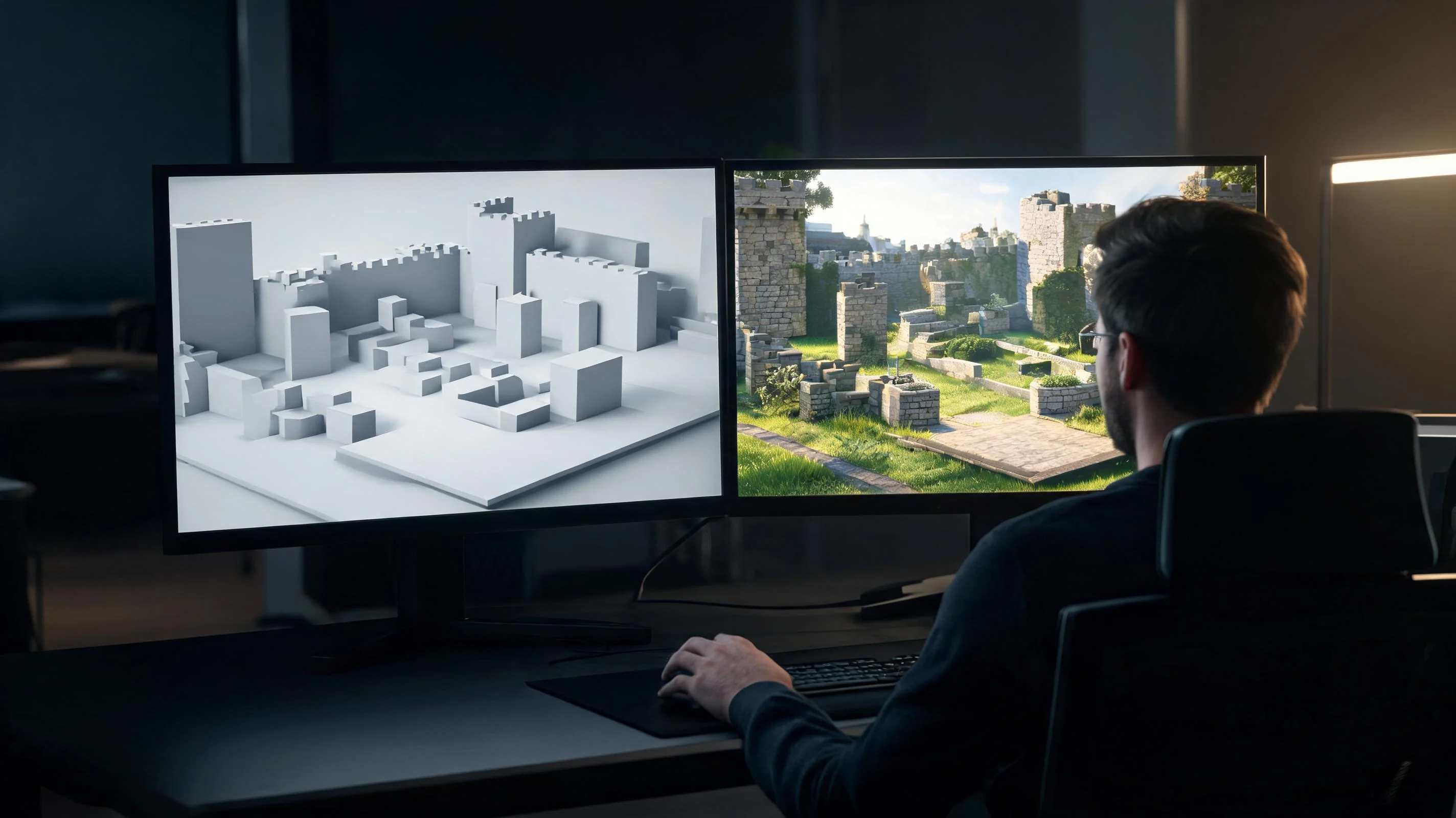 Sharper First-Pass Framing illustration for 3D Scene Blockout