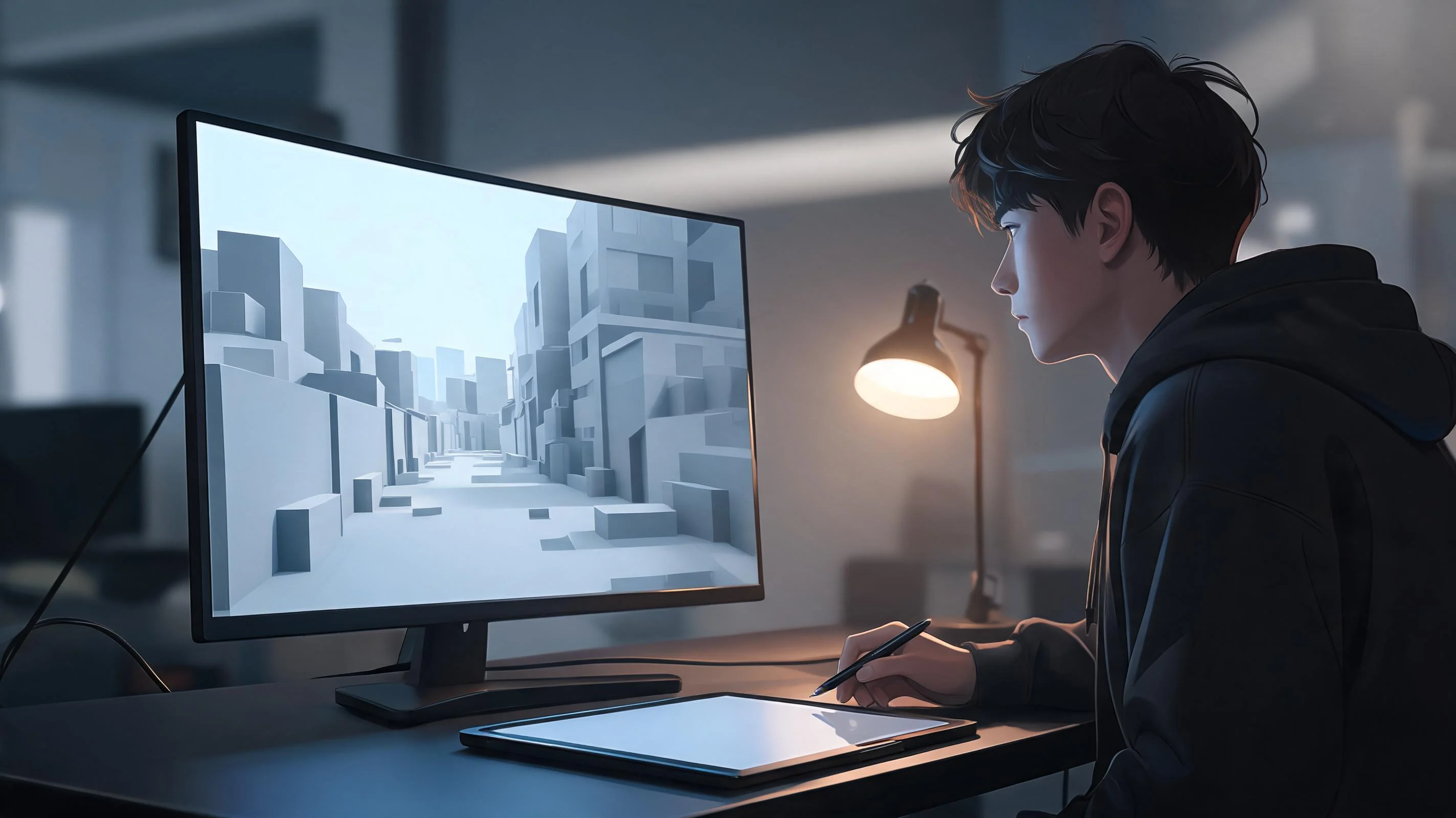 Prepare The Handoff illustration for 3D Scene Blockout