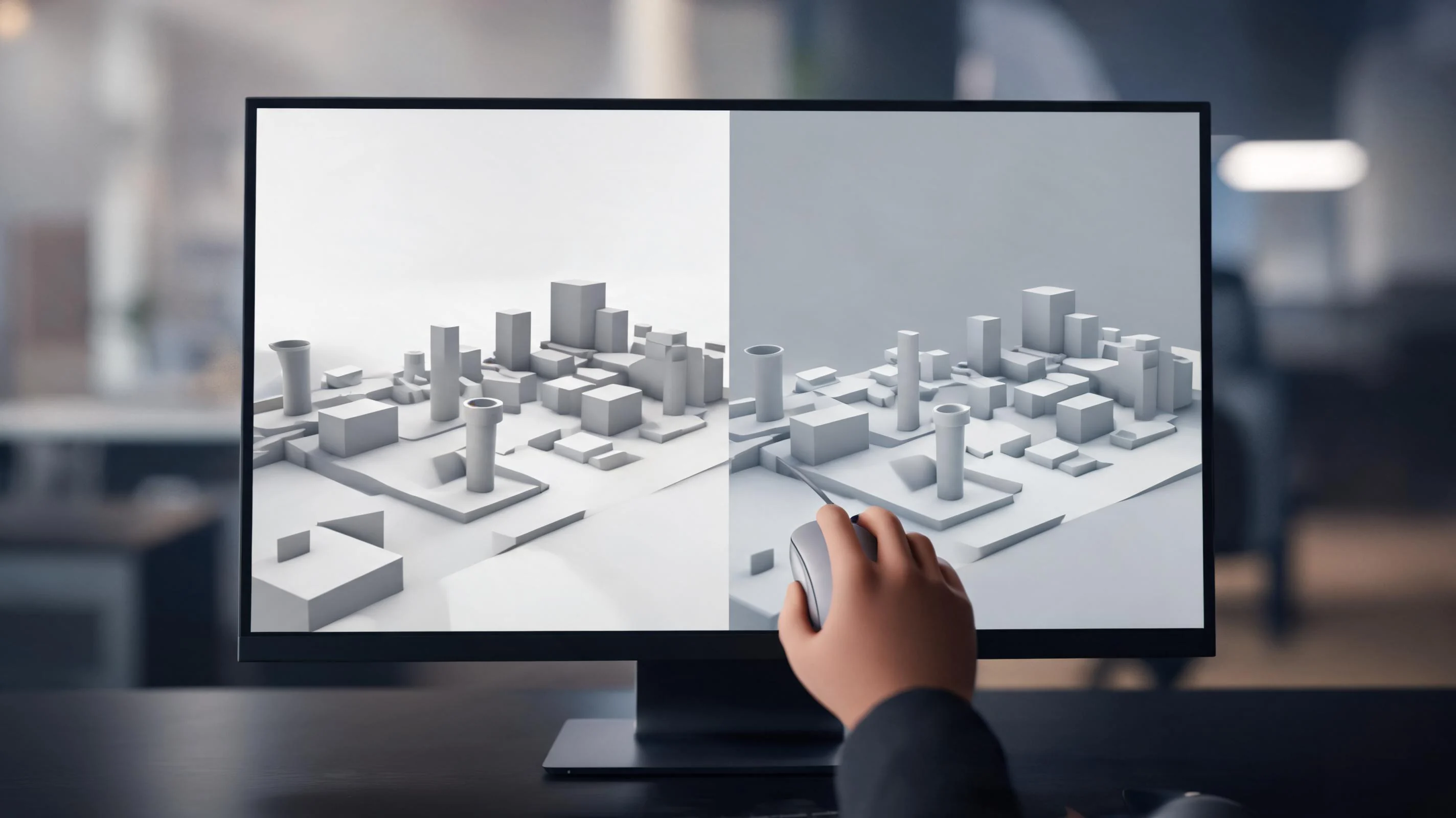 Block Mood And Lighting illustration for 3D Scene Blockout