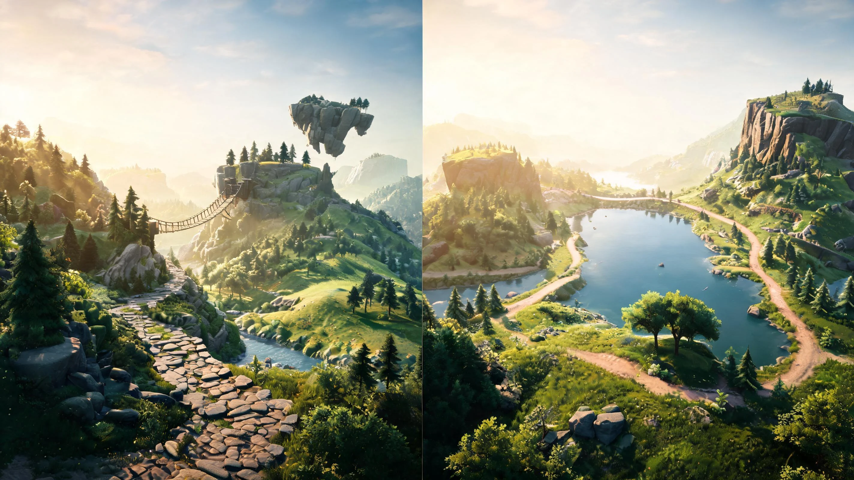 Compare World Layout Routes illustration for 3D World Model Generator