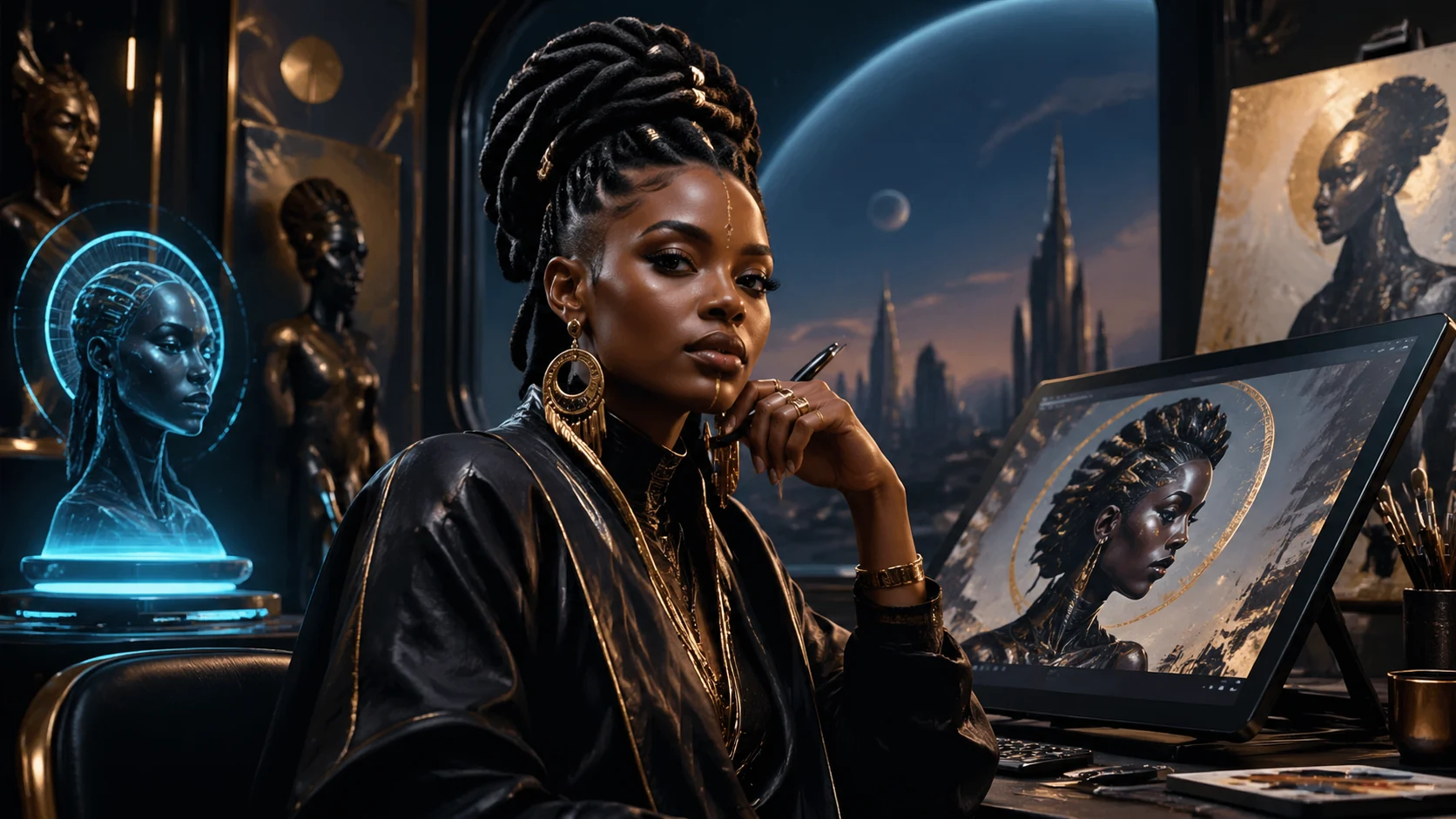 Afrofuturism Portrait Art AI Image Generator