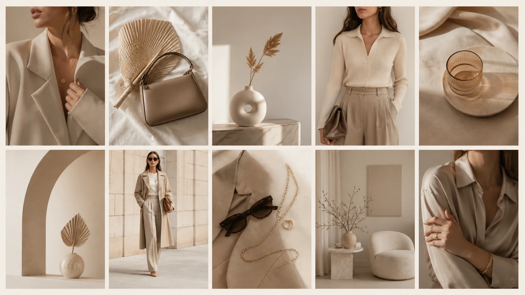 Beige Minimalist Fashion Grids AI Image Generator