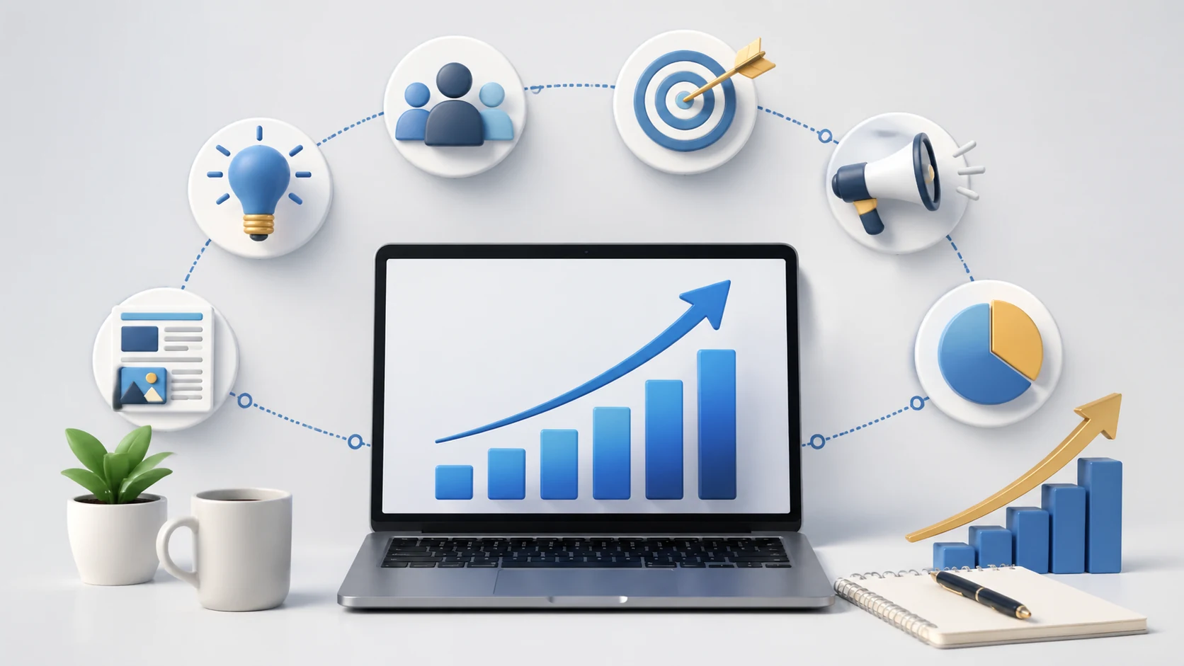 Business Growth Strategy Icons AI Image Generator