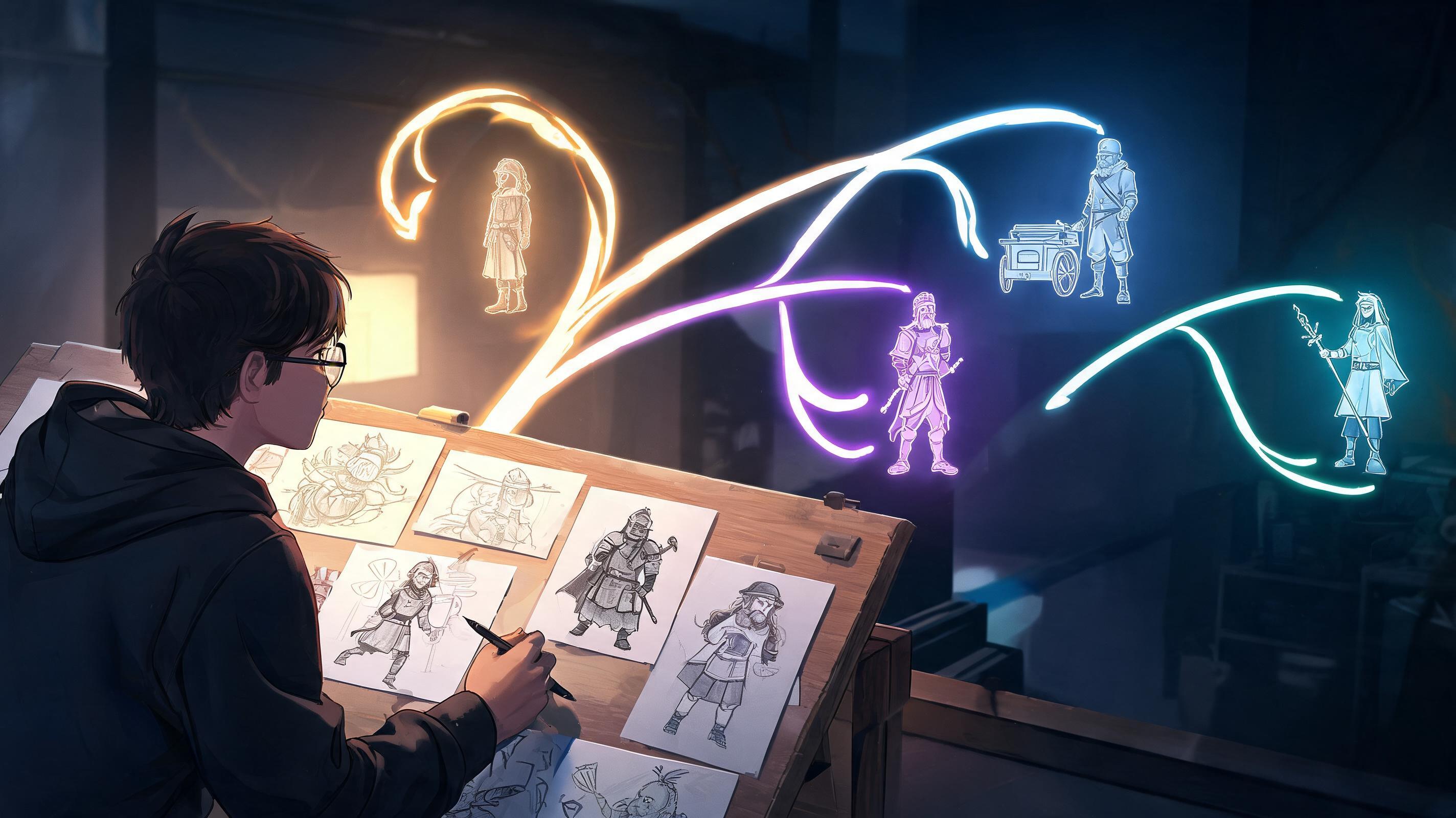 AI Character Chat for Game Characters: How to Design Interactive NPCs cover image showing original game character workflow concept