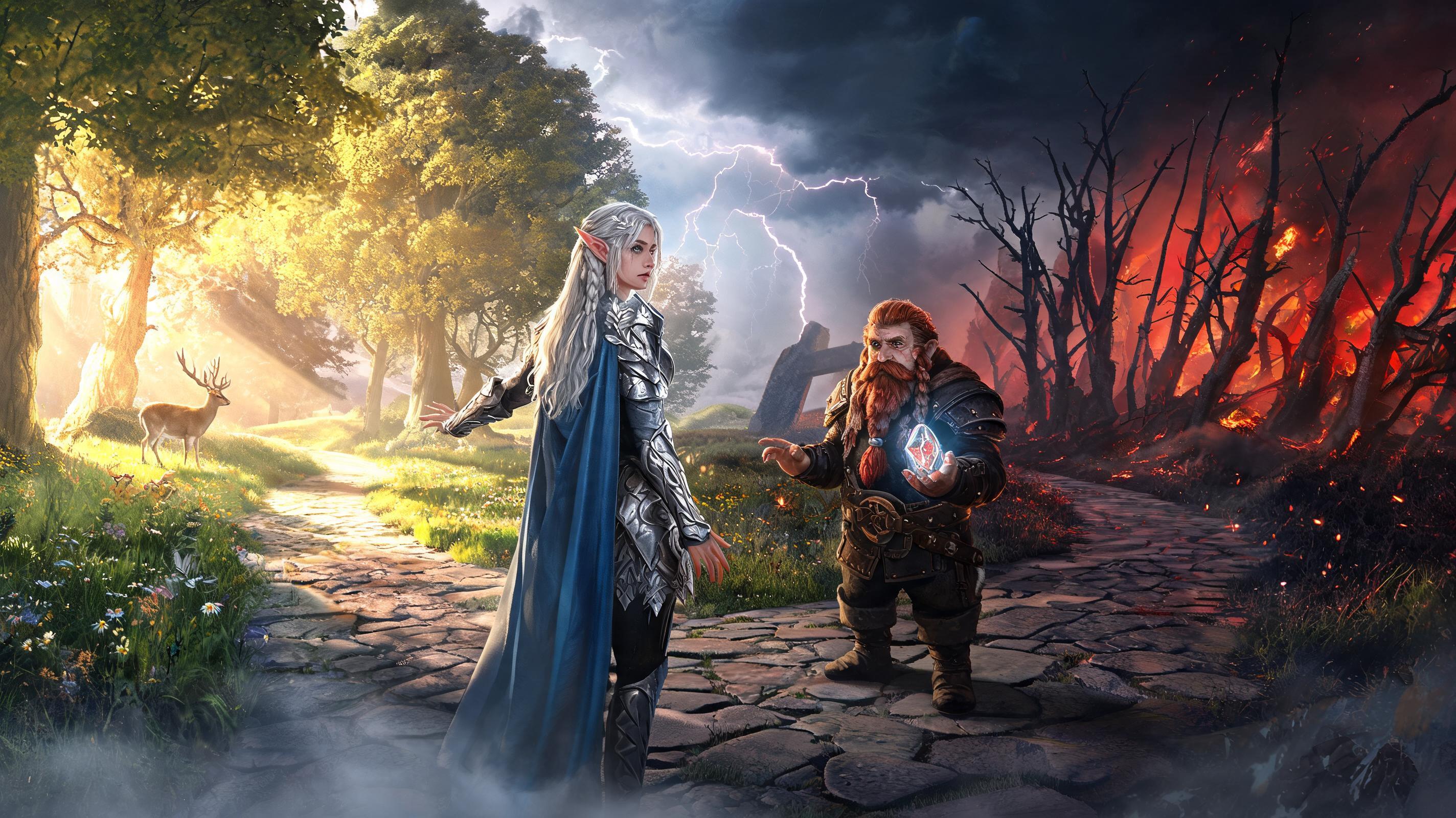 AI chat games concept showing a branching playable character conversation board with quest choices, NPC portraits, dialogue states, and test-player outcome notes.