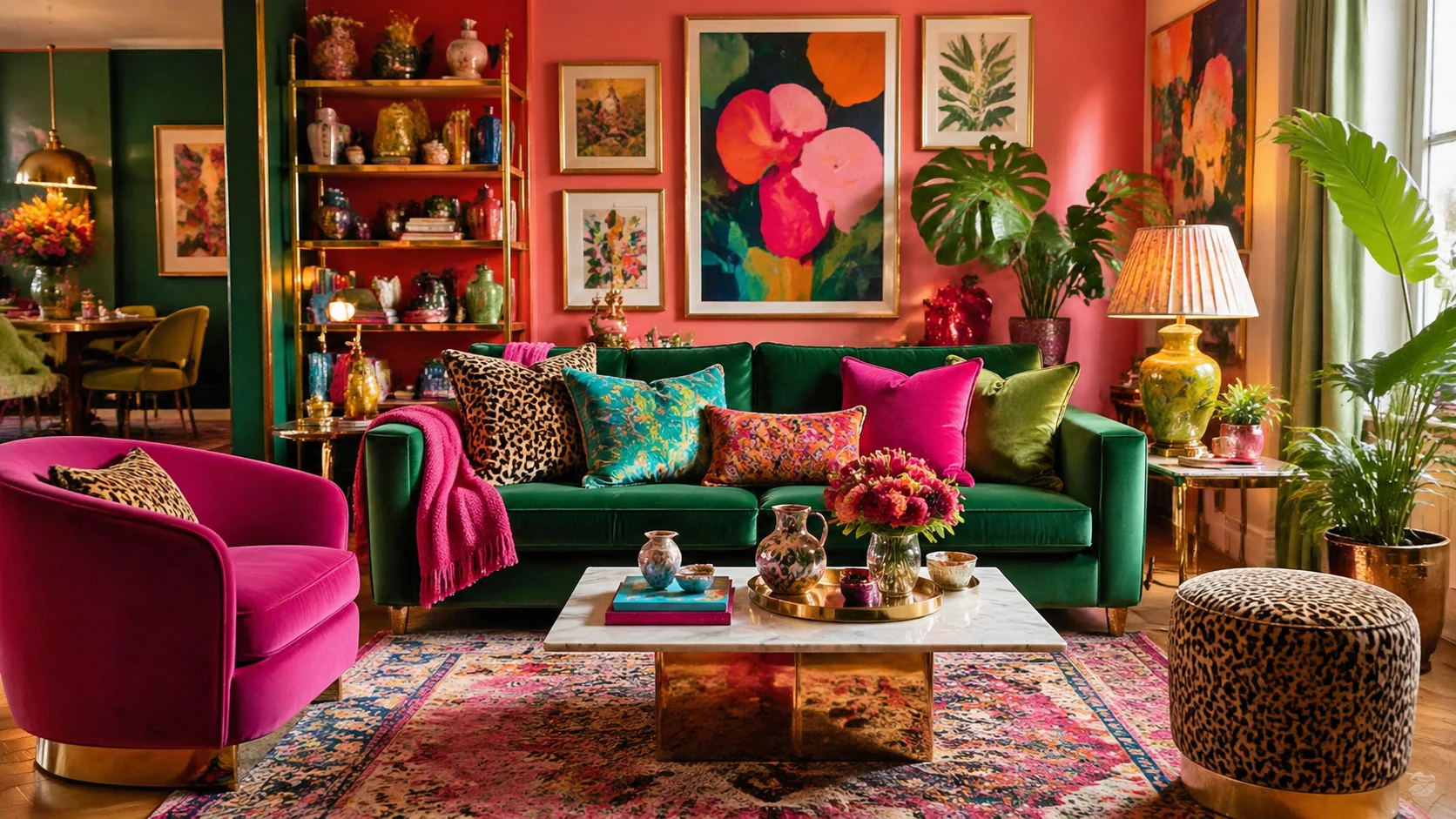 Colorful Maximalist Apartment Decor AI Image Generator