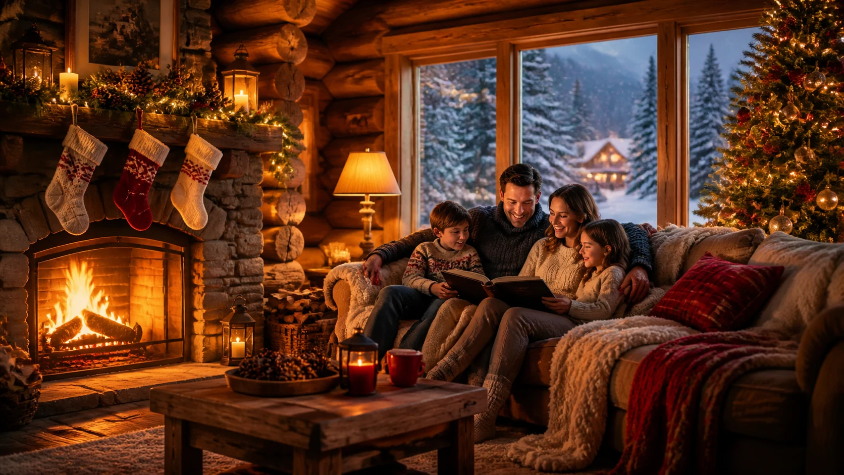 Cozy Christmas Cabin Scenes AI Image Generator