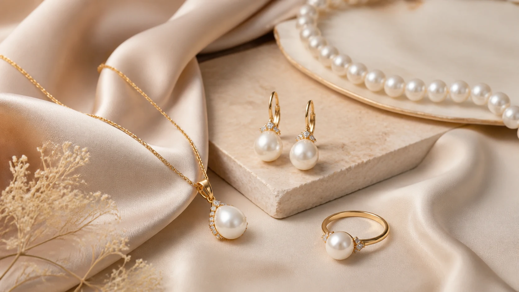 Elegant Pearl Jewelry Aesthetics AI Image Generator