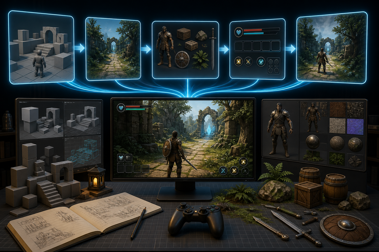 Playable multi-system game project direction with scenes, inventory, quests, combat, and saving