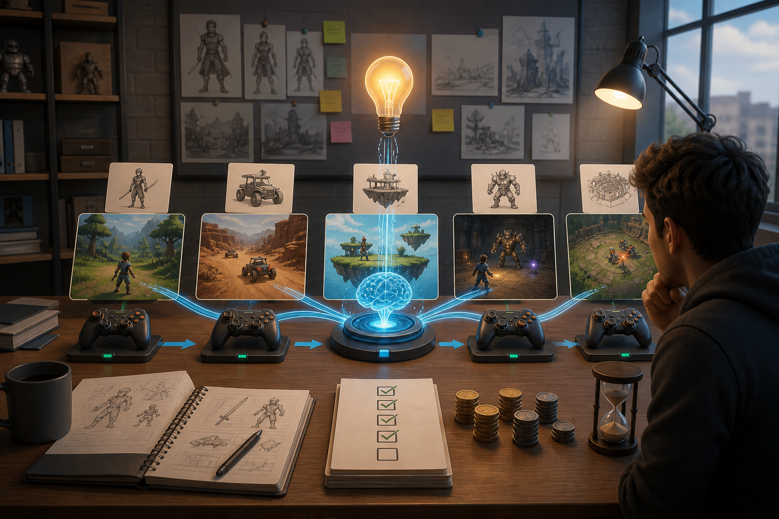 Refined playable game scene showing a tested path, interactive objects, enemies, and collectibles