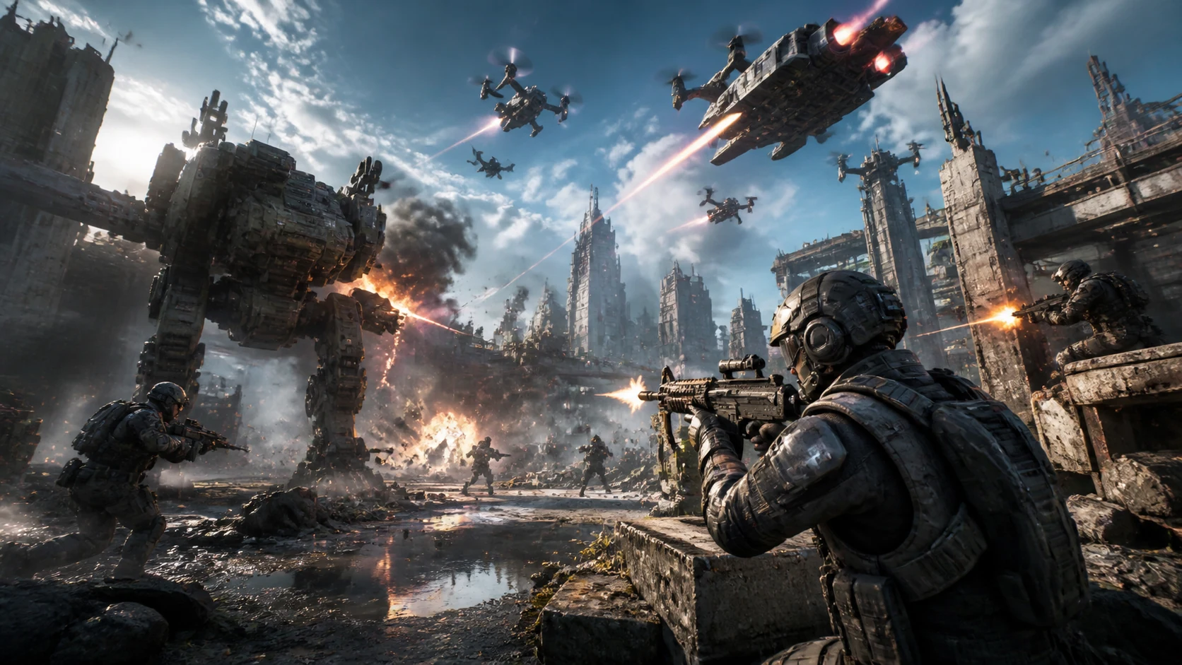 High Energy Gaming Battlefields AI Image Generator