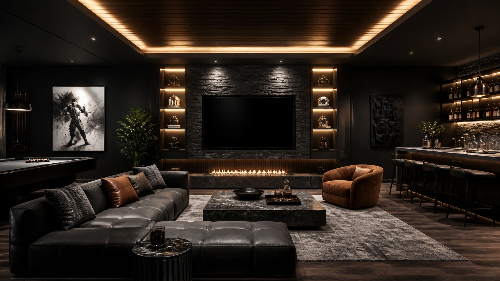 Best AI Modern Man Cave Designs Generator: Create Stunning Modern Man Cave Designs in Seconds example 2