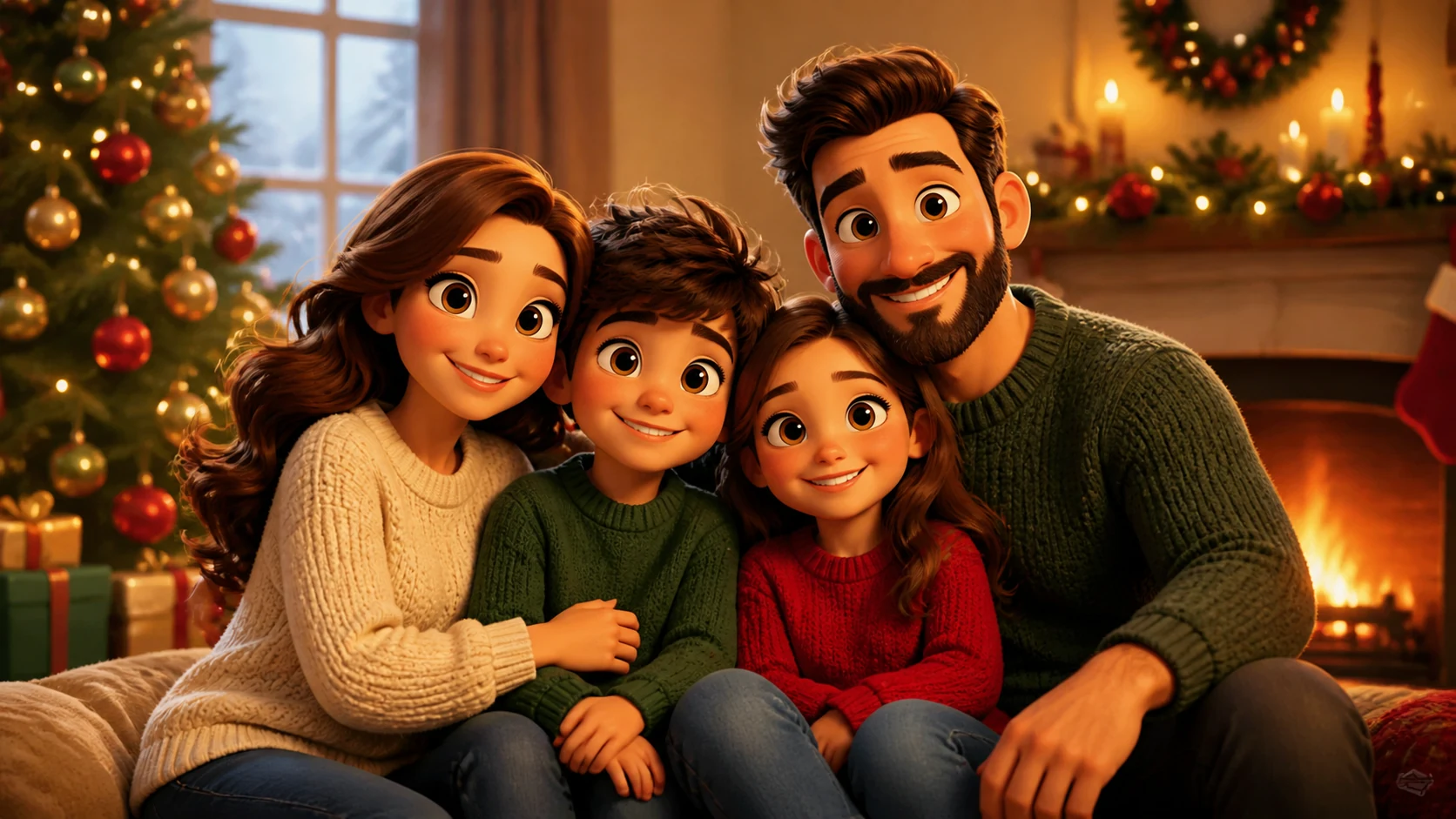 Pixar Style Family Holiday Photos AI Image Generator