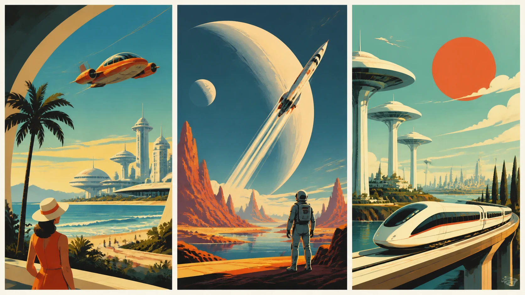 Retro Futurism Travel Posters AI Image Generator