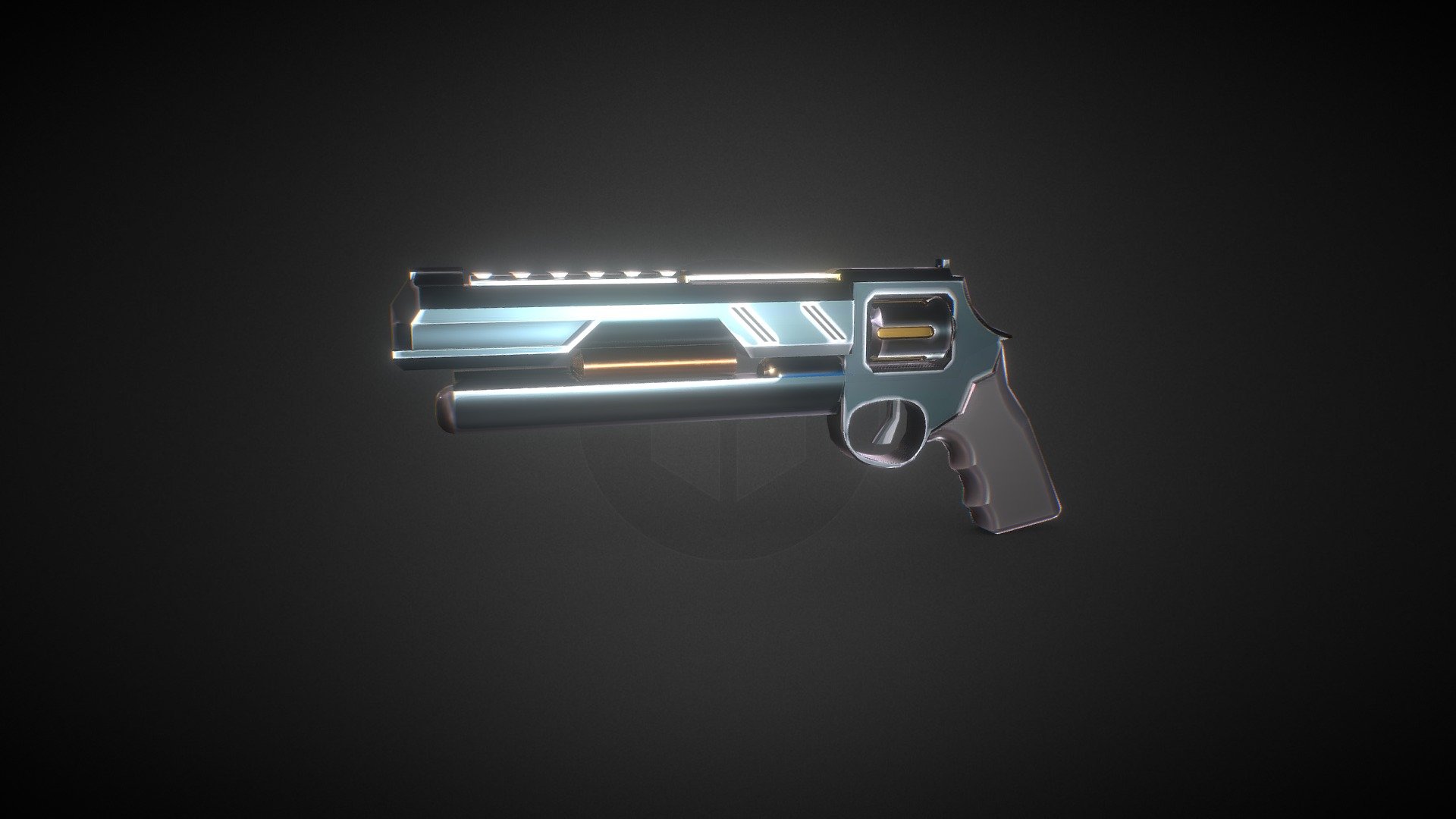 Sketchfab viewer render of Cyril Margalin's game-ready stylized sci-fi gun 3D model