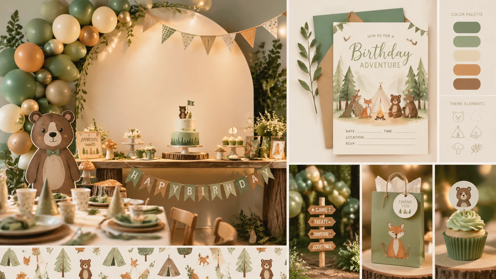 Second variation of cohesive birthday party visuals with decorations