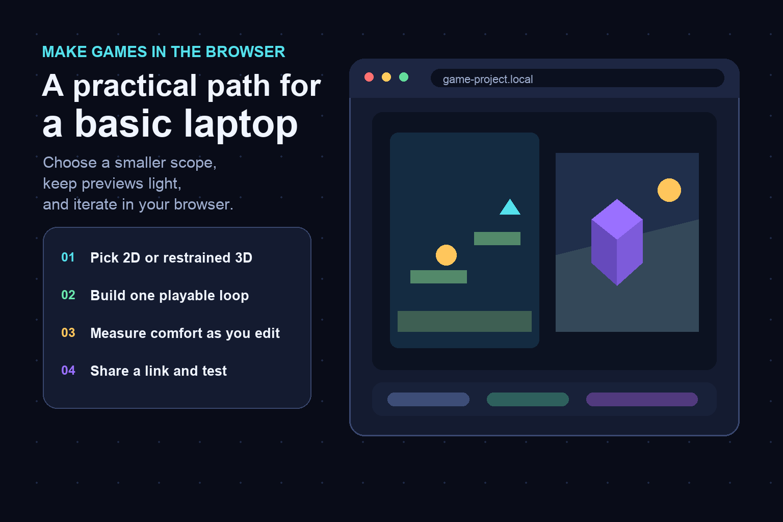 Browser-Based Game Development Tools for Basic Laptops: 2D and 3D Options