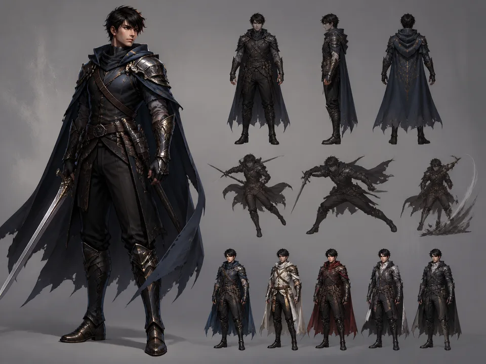 AI game character-sheet design visual showing lp hero 01