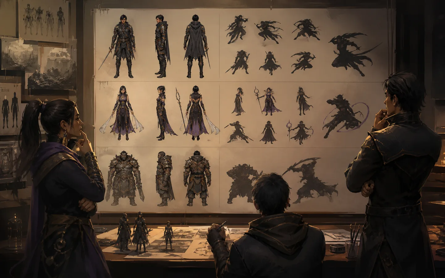 AI game character-sheet design visual showing lp product proof