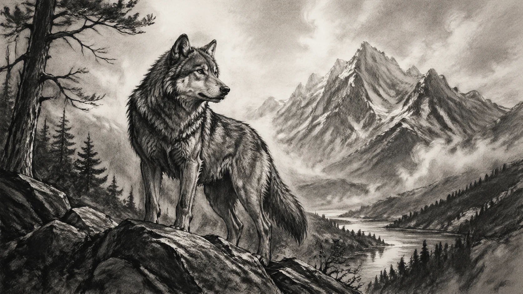 Charcoal Pencil Sketches AI image generation example 1