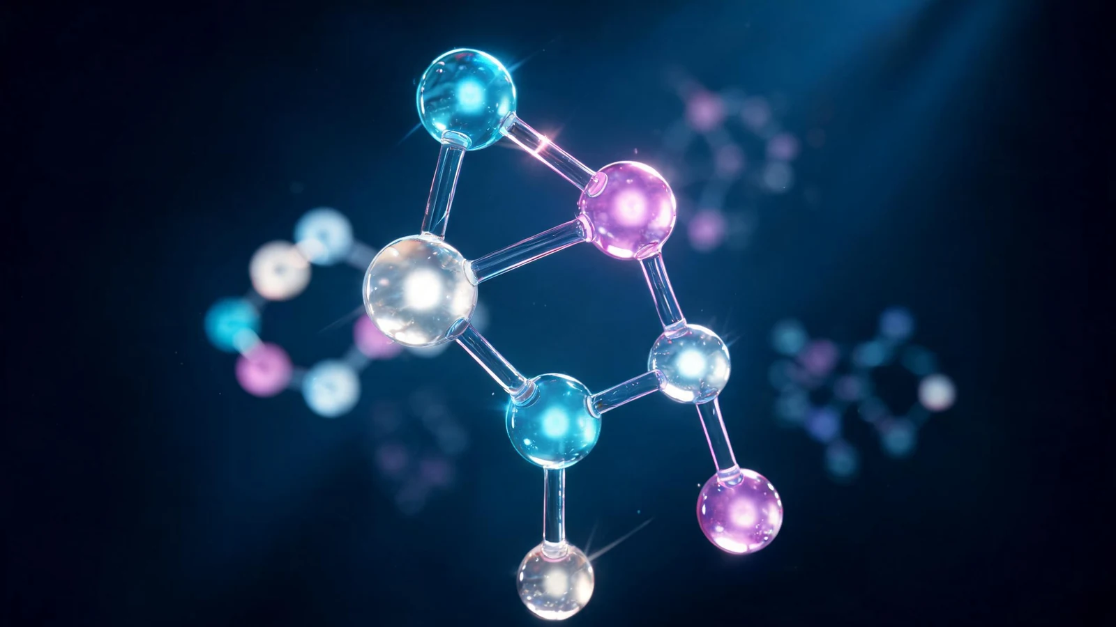 Polished chemical structure 3d art hero image