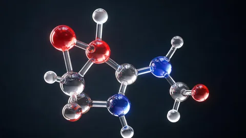 Close-up chemical structure 3d art concept image with crisp subject focus