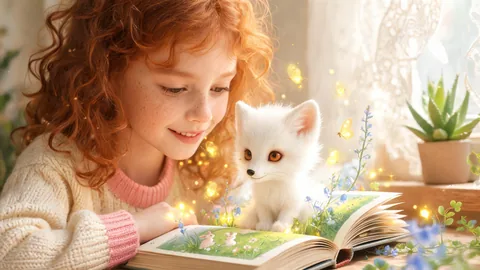 Close-up children's book illustrations concept image with crisp subject focus
