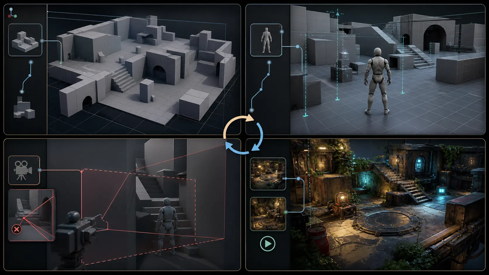 Captura del flujo de trabajo de Code4Agent frente a Unity