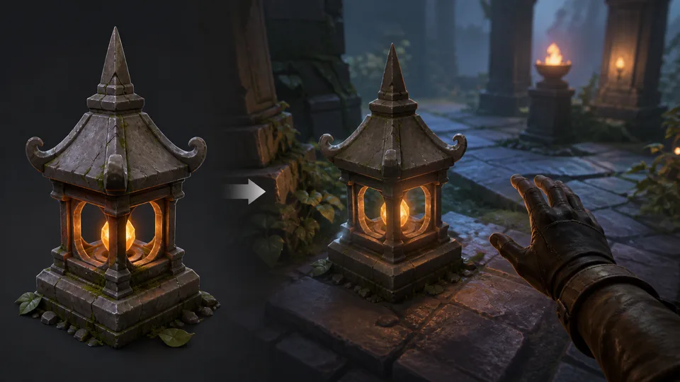 3D asset to playable prototype visual showing lp feature 01