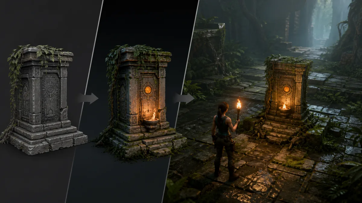 3D asset to playable prototype visual showing lp scenario 01