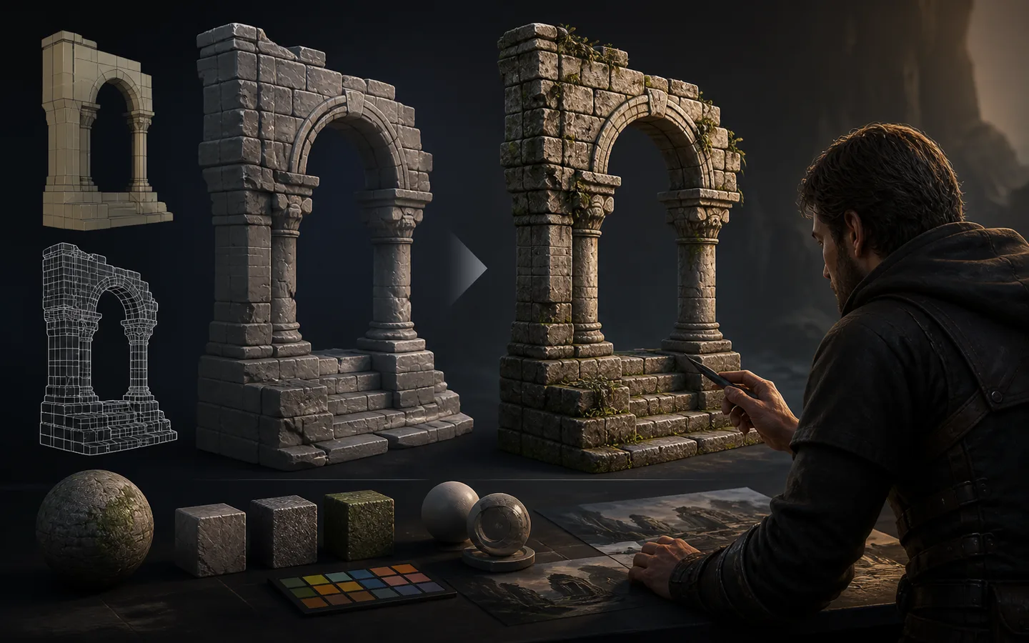 3D asset editing visual showing lp product proof