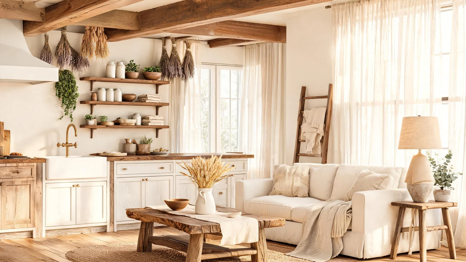 Create farmhouse aesthetic decor