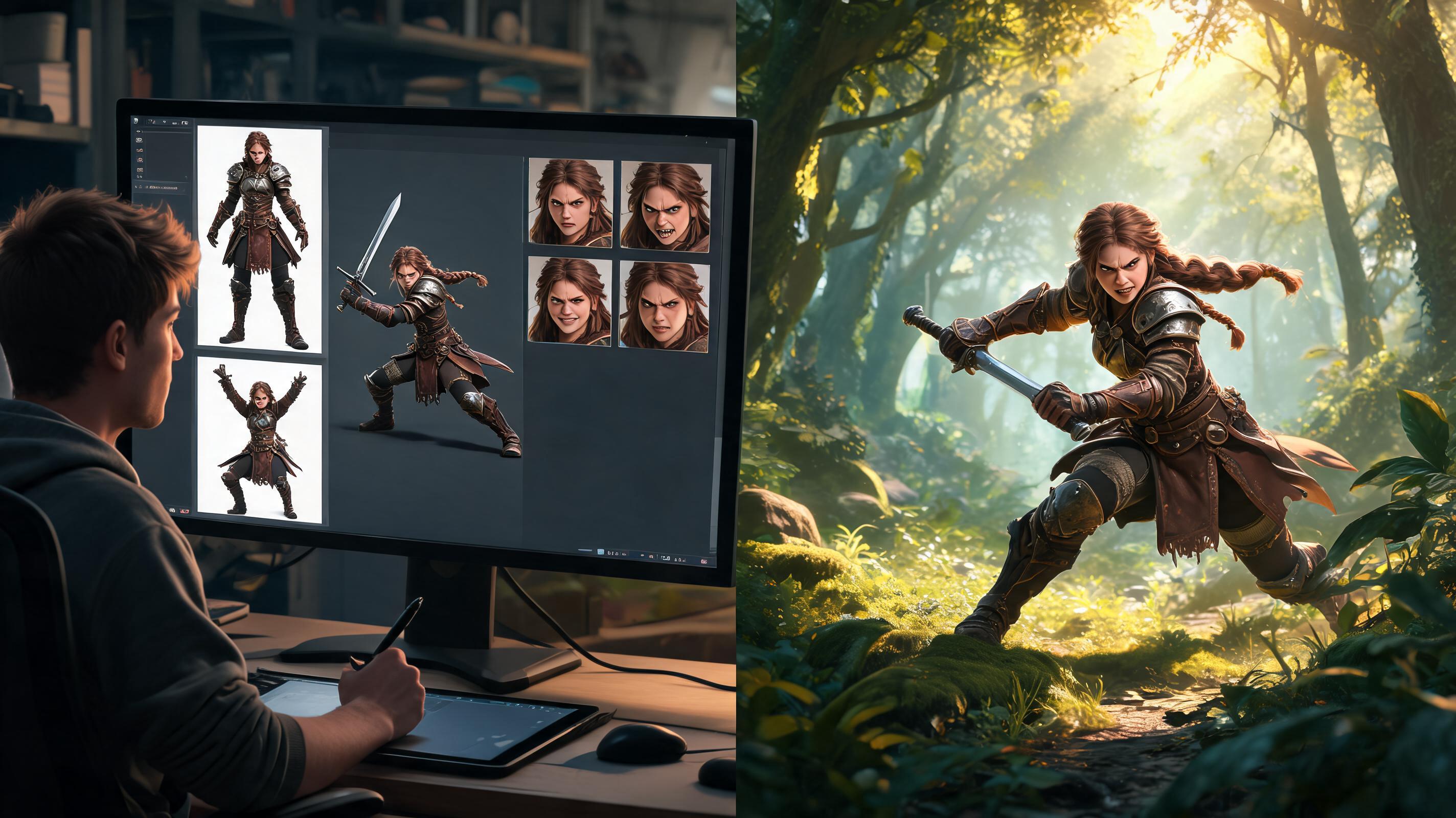 Pose and expression planning illustration for AI Character Generator for Games