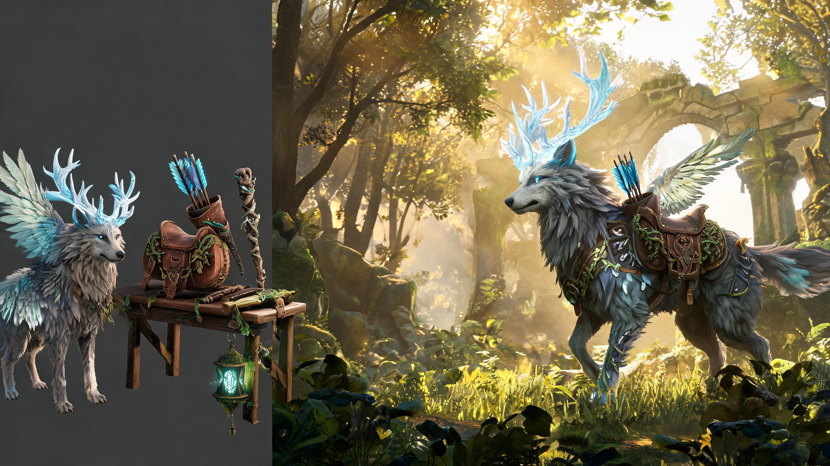 Creature and prop sets illustration for AI Fantasy Game Art Generator