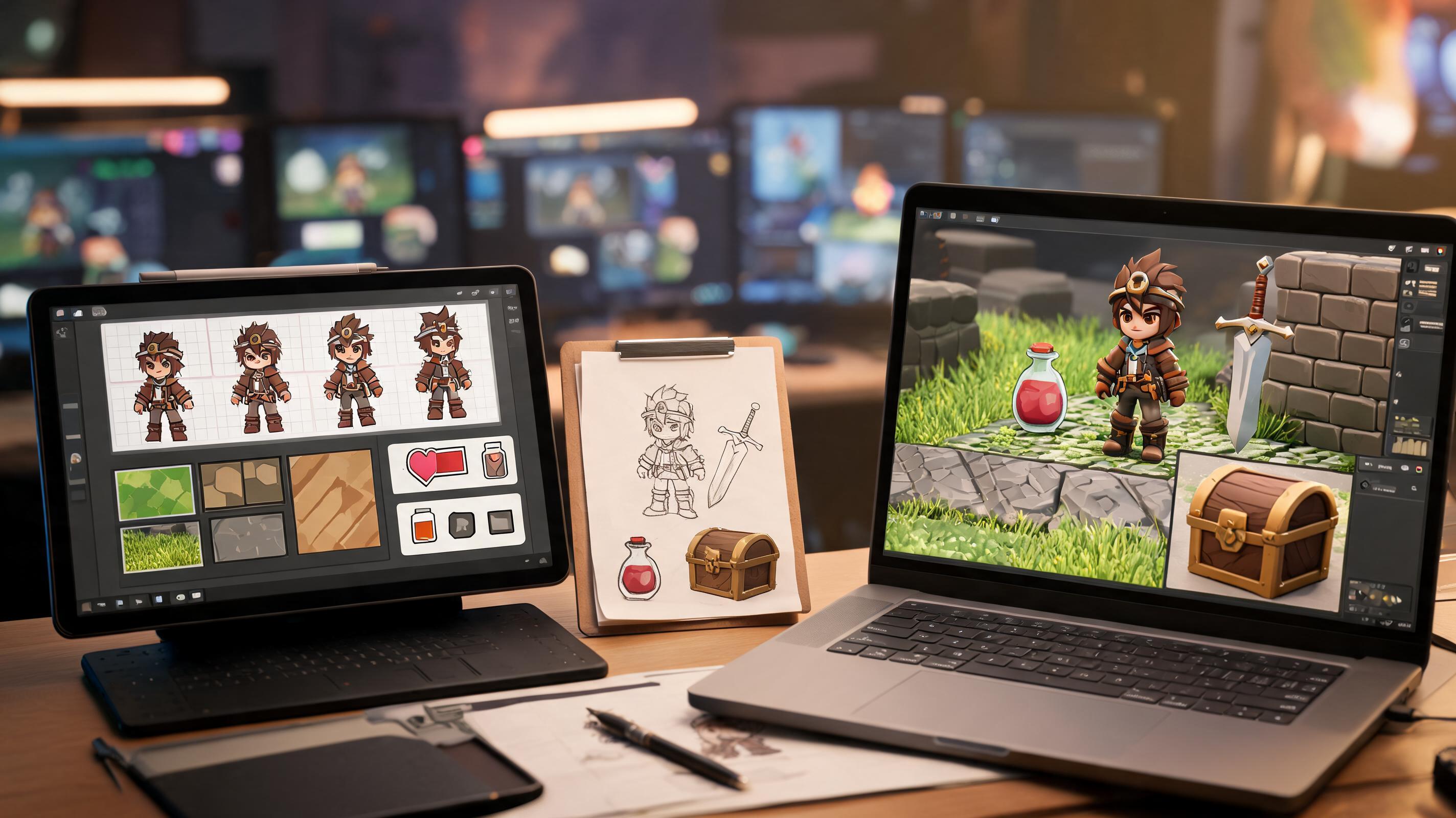 2D and 3D asset coverage illustration for AI Game Asset Generator