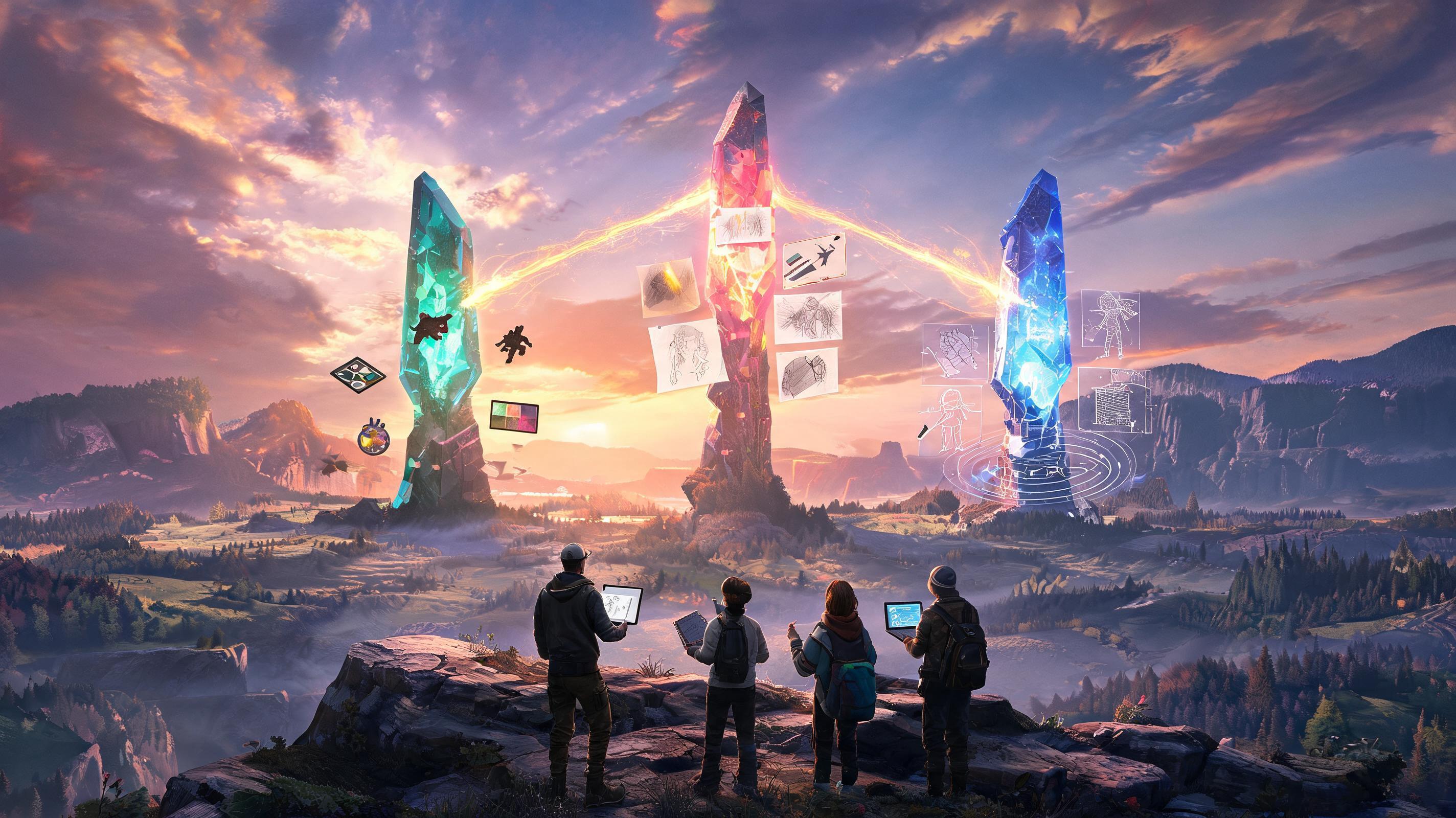 Art pillar exploration illustration for AI Game Concept Art Generator