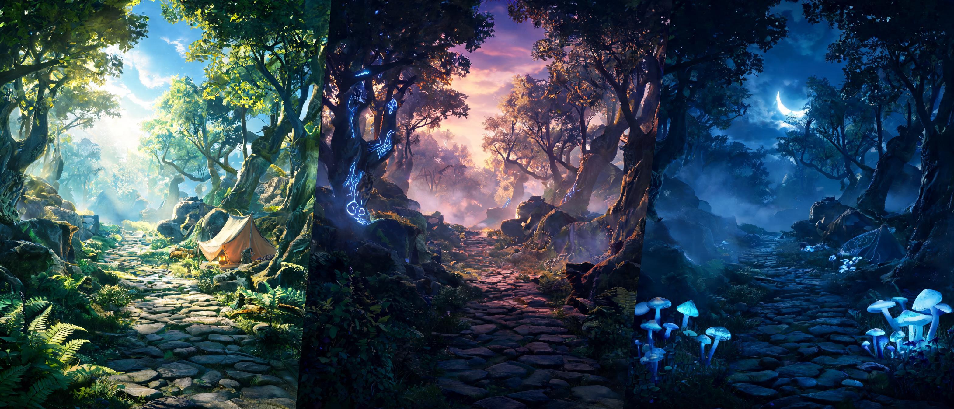 Mood and scene variants illustration for AI Game Concept Art Generator