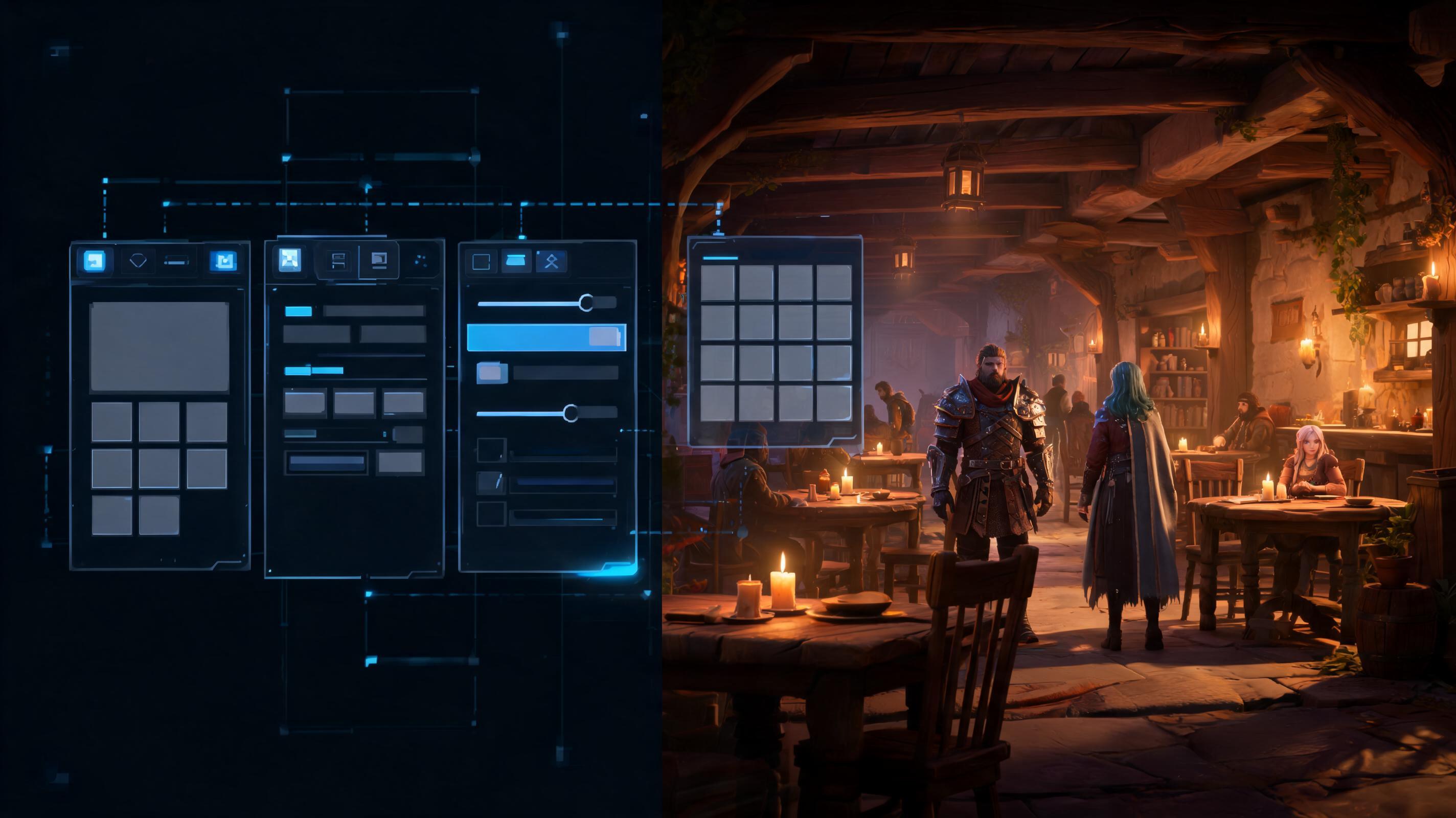 Menu and panel systems illustration for AI Game UI Generator