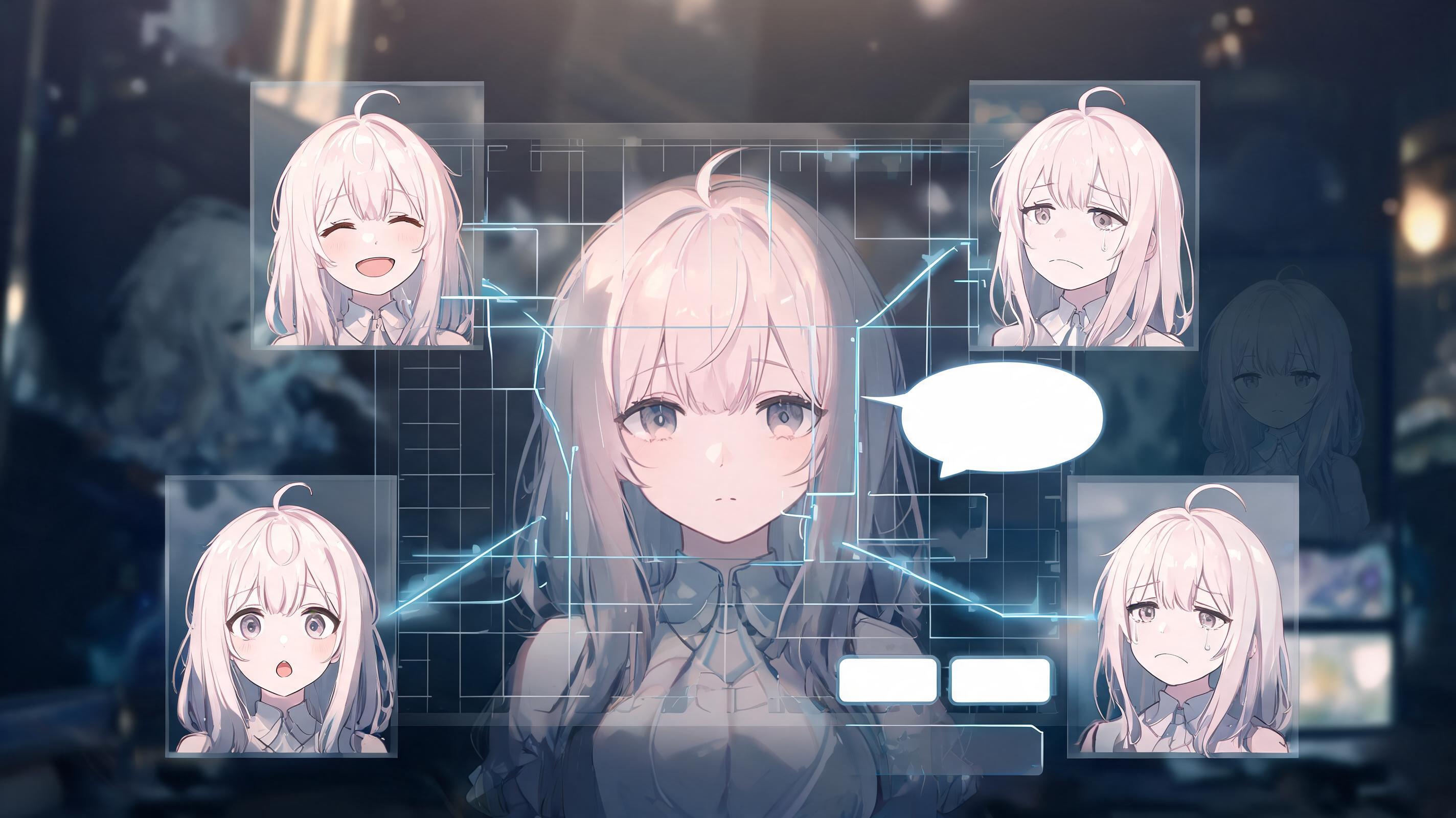 Expression set planning illustration for AI Visual Novel Character Generator