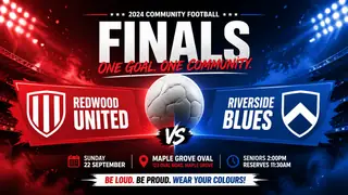 Community football finals poster template with generic ball icon