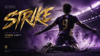 Premium soccer striker poster with a non-identifiable figure